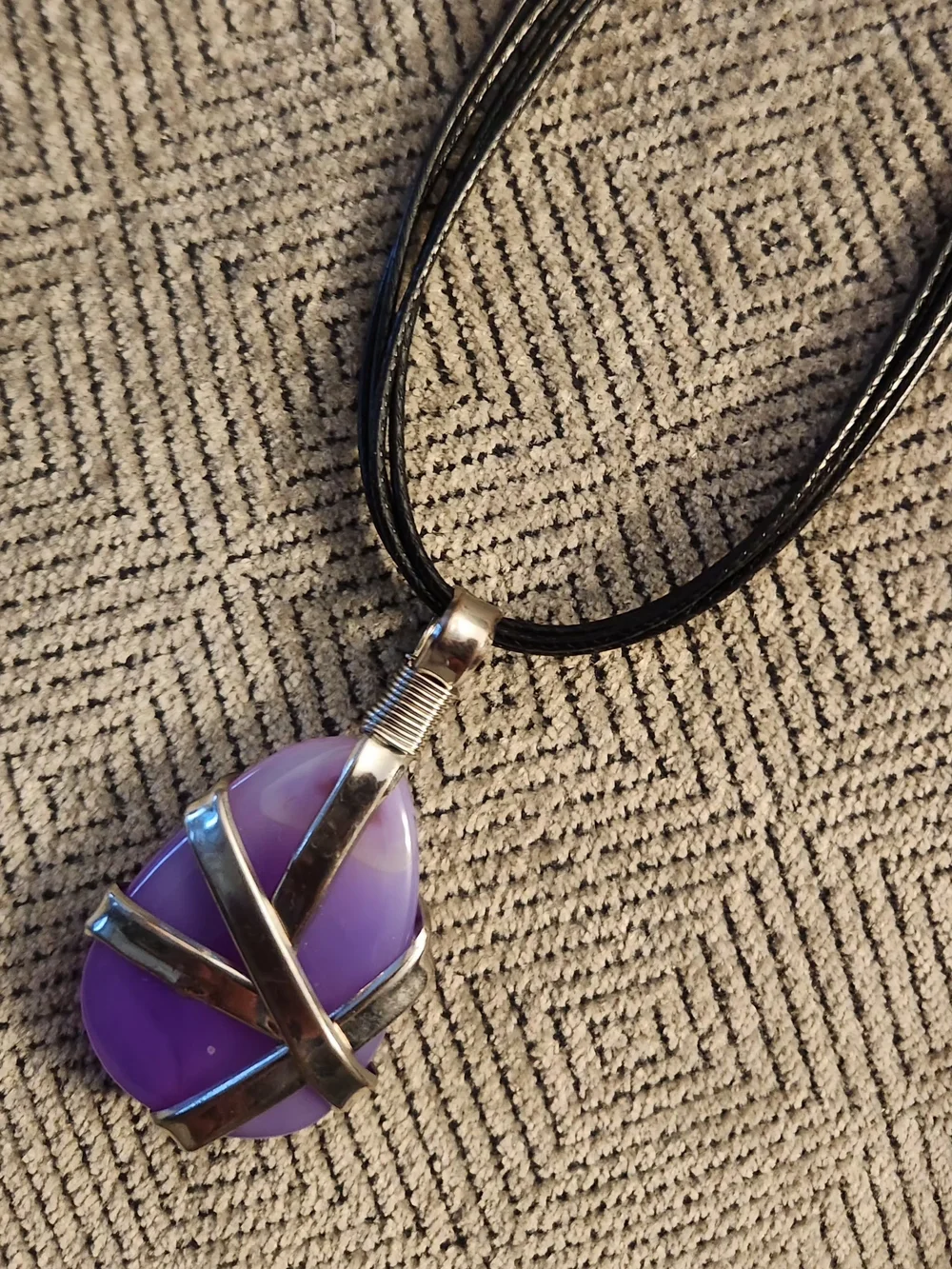 Boho Handcrafted Purple Agate Wrapped Pendant Necklace - Picture 1 of 4